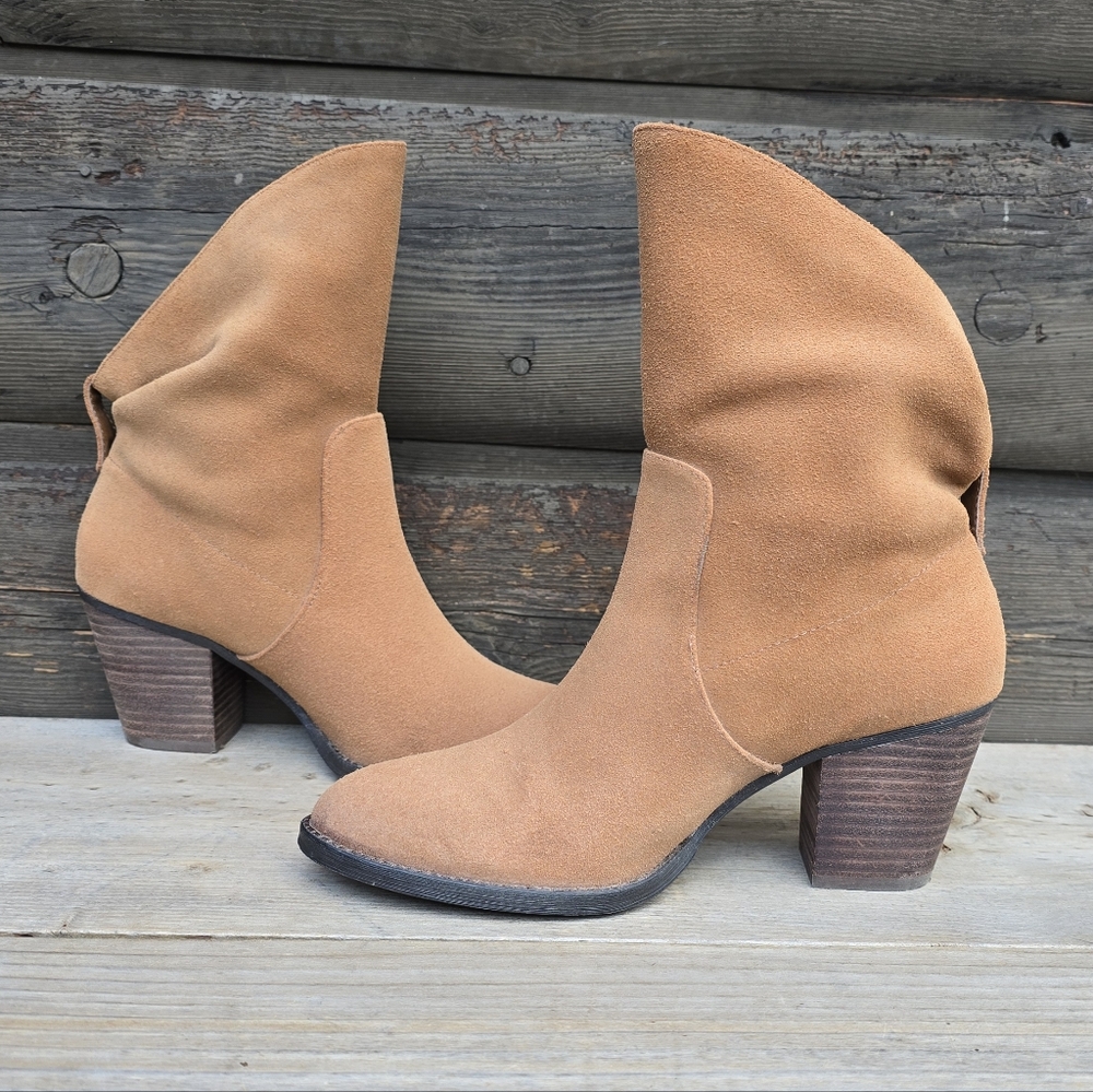 Nine West Frassie Western Boho, Suede Block Heel, Comfort Bootie 8.5M - Picture 5 of 12